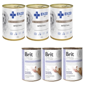BRIT GF Veterinary Diets Dog Gastrointestinal 3x400g + ENZO VET Intestinal s jehněčím masem pro psy 3x400g
