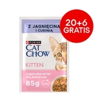 CAT CHOW Krmivo pro koťata s jehněčím a cuketou v omáčce 85g - 20 BALÍČKŮ + 6 ZDARMA !!!