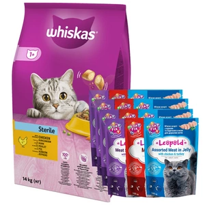 Whiskas Adult Sterile kuře 14 kg + Leopold 12x100g