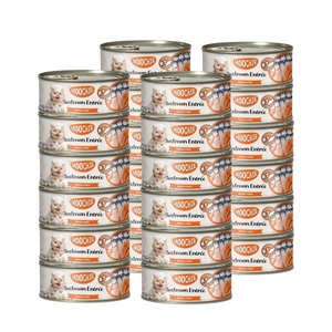 MOOCHIE TUNA & SALMON ENTRÉE IN BONE BROTH 24x156g