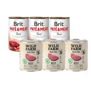 BRIT PATE & MEAT BEEF 3x800g + WILD FARM Pate Beef 3x800g bezlepkové
