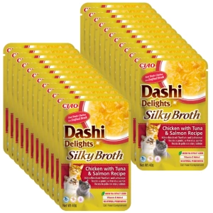 INABA Dashi Delights Hedvábná polévka s kuřecím masem, tuňákem a lososem 24x40g