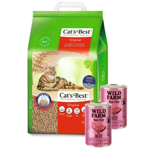 Cat's Best Original 20 l + WILD FARM Pate Beef 2x400g