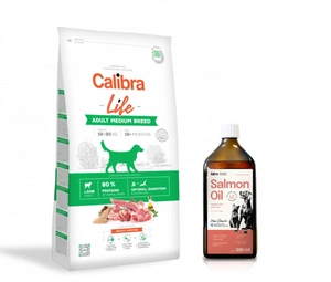 Calibra Dog Life Adult Medium Lamb 12kg + LAB V Lososový olej 500ml