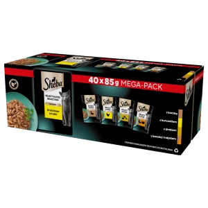 Sheba Selection Select Slices s kachním kuřecím drůbežím kachním a krůtím v kouscích omáčky 40 x 85 g