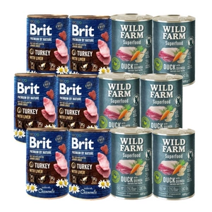Brit Premium by Nature Junior Turkey With Liver 6x400g + Wild Farm Superfood Duck 6x400g