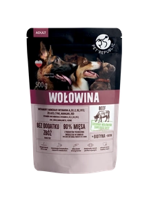 PetRepublic krmivo pro psy s jemně nasekaným hovězím masem v omáčce 500g