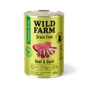 WILD FARM Prémiové hovězí a kachní bez obilovin 400g - krmivo pro kočky bez obilovin