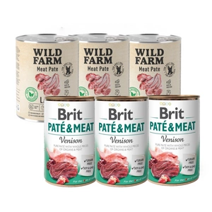 BRIT PATE & MEAT VENISON 3x800g + WILD FARM Pate Lamb 3x800g