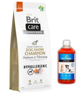 BRIT CARE Dog Hypoallergenic Dog Show Champion Salmon & Herring 12kg + LAB V Lososový olej pro psy 500ml
