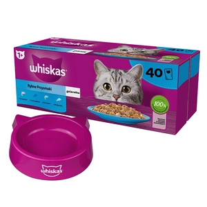 WHISKAS Adult sáčky 40 x 85 g Fishy Treats + Miska pro kočky WHISKAS GRATIS !!