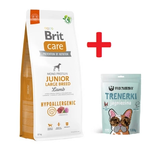 BRIT CARE Dog Hypoallergenic Junior Large Breed Lamb 12kg + PAKA ZWIERZAKA - Jehněčí 120g SLEVA 2%