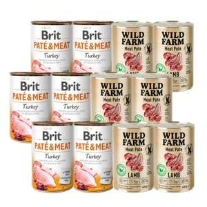 BRIT PATE &amp; MEAT TURKEY 6x400g + WILD FARM Pate Lamb 6x400g
