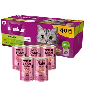 Whiskas výběrové menu v želé 40 x 85 g + WILD FARM Pate 5x400g MIX