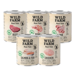WILD FARM Pate Mix příchutí 5x800g bezlepkové krmivo pro psy