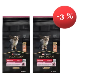 Purina Pro Plan Medium Puppy Sensitive Optiderma 2x12kg Zahrnuto -3% !!!!