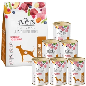 4Vets Natural Weight Reduction sušené krmivo pro psy s nadváhou a obezitou 1kg + mokré krmivo 6x400g