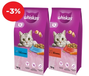 Whiskas Adult tuňák 14 kg + WHISKAS Adult hovězí 14 kg