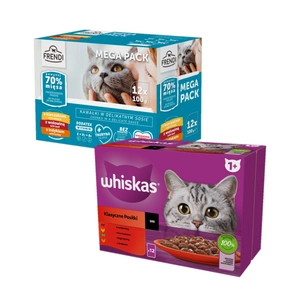WHISKAS Adult sáčky 12x85g + Frendi sáčky 12x100g Mix chutí