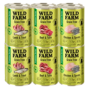 WILD FARM Premium Grain Free Mix příchutí 12x400g - krmivo pro kočky bez obilovin