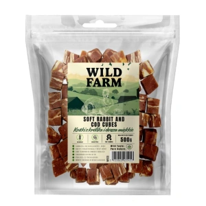 WILD FARM kostky z králíka a tresky měkké 500g pamlsek pro psy