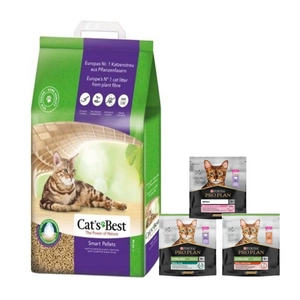JRS Cats Best Nature Gold - stelivo pro dlouhosrsté kočky 20l / 10kg + PRO PLAN Adult cat food 400g - náhodná dodávka