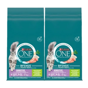 Purina One Sesitive Krůtí maso a rýže Krmivo pro dospělé kočky 2x9,75 kg