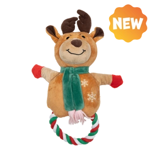UNIQ PETS PLUSH TOY FOR DOGS SQUEAKIES chew toy in the shape of a reindeer ring with squeaker 25x35cm