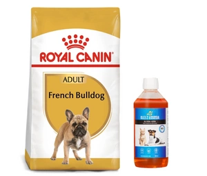 ROYAL CANIN French Bulldog Adult 9kg + LAB V Lososový olej pro psy a kočky 500ml