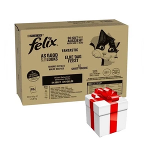 Felix Fantastic hovězí kuře tuňák treska v želé 80x85g + překvapení pro kočku ZDARMA