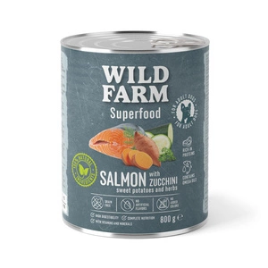 WILD FARM Superfood Salmon (losos s cuketou, sladkými bramborami a bylinkami) 800g krmivo pro psy bez obilovin
