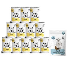 PEPE MONO PROTEIN vepřové 12x400g + Lio PEPE Jehněčí (jehněčí plíce) lyofilizovaná pochoutka 50g ZDARMA