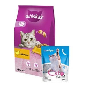 Whiskas Adult kuře 14 kg + CAT SAND Silikonová podestýlka pro kočky 3,8l