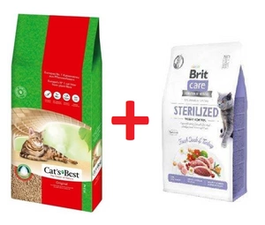 JRS Cat's Best Original (Eko Plus) dřevěné stelivo 40l + Brit Care Cat Grain Free Sterilized and Weight Control 7 kg SLEVA 3%
