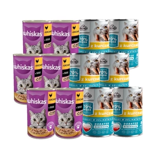WHISKAS Adult kuře 6x400g + Frendi kousky v jemné kuřecí omáčce 6x400g
