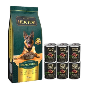 HEKTOR BALANCED Adult 15kg + Wild Farm Monoprotein Beef 6x400g hypoalergenní krmivo pro psy
