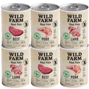 Wild Farm Pate MIX 6x400 g bezlepkové krmivo pro psy