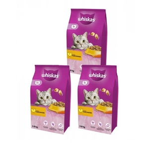 WHISKAS Adult 11,4 kg (3x3,8 kg) - suché krmivo pro dospělé kočky, s lahodným kuřecím masem