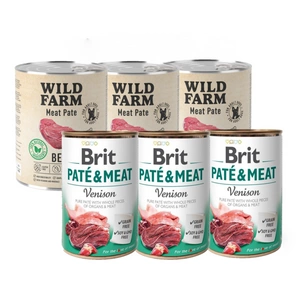 BRIT PATE &amp; MEAT VENISON 3x800g + WILD FARM Pate Beef 3x800g