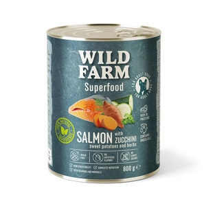 WILD FARM Superfood Salmon (losos s cuketou, sladkými bramborami a bylinkami) 800g krmivo pro psy bez obilovin