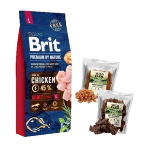 BRIT Premium By Nature Adult L 15kg + WILD FARM pamlsky pro psy 2x500g