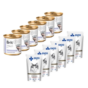 Brit gf veterinary diets cat Gastrointestinal 6x200g + ENZO VET Intestinal s jehněčím masem v omáčce pro kočky 6x100g