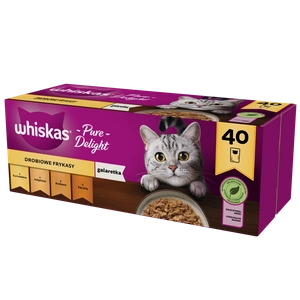 WHISKAS Adult sáčky 40 x 85 g Drůbeží hranolky - vlhké krmivo pro dospělé kočky, v želé (kousky s: kuřecím, krůtím, drůbežím, kachním)