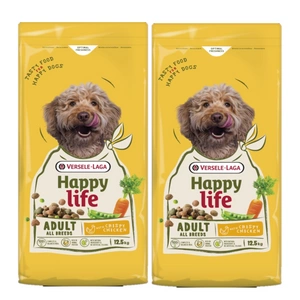 VERSELE-LAGA Happy Life Adult with Chicken 2x12,5 kg – krmivo pro dospělé psy s kuřecím masem