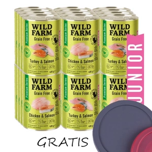 WILD FARM Premium Grain Free Turkey and Salmon / Chicken and Salmon Junior 24x400g - bezzbožowa karma dla kociąt