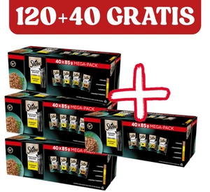 Sheba Selection Select Slices s kachním kuřecím drůbežím kachním a krůtím v kouscích omáčky 120x85g + 40x85g GRATIS