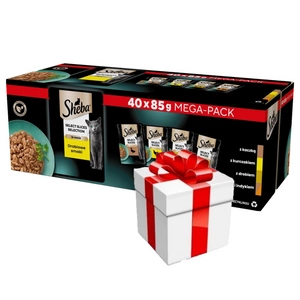 Sheba Selection Select Slices s kachním kuřecím drůbežím kachním a krůtím v kouscích omáčky 40 x 85 g + Překvapení pro kočku