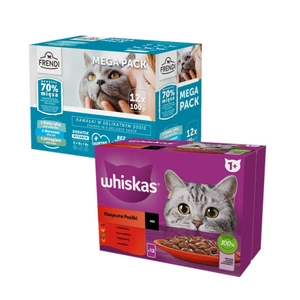 WHISKAS Adult sáčky 12x85g + Frendi sáčky 12x100g Mix chutí