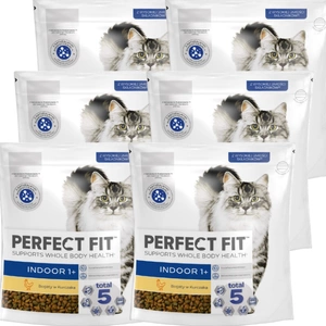 PERFECT FIT (Indoor 1+) 6x750g Bohaté na kuřecí maso - suché krmivo pro domácí kočky