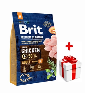 BRIT Premium By Nature Adult M 3kg + Překvapení pro psa